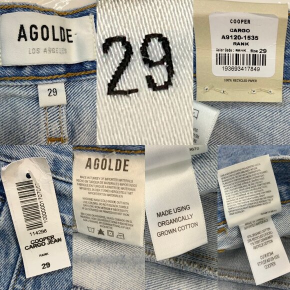 Agolde Cooper Cargo Jeans 29 Rank High Rise Straight Leg NEW - Picture 6 of 12